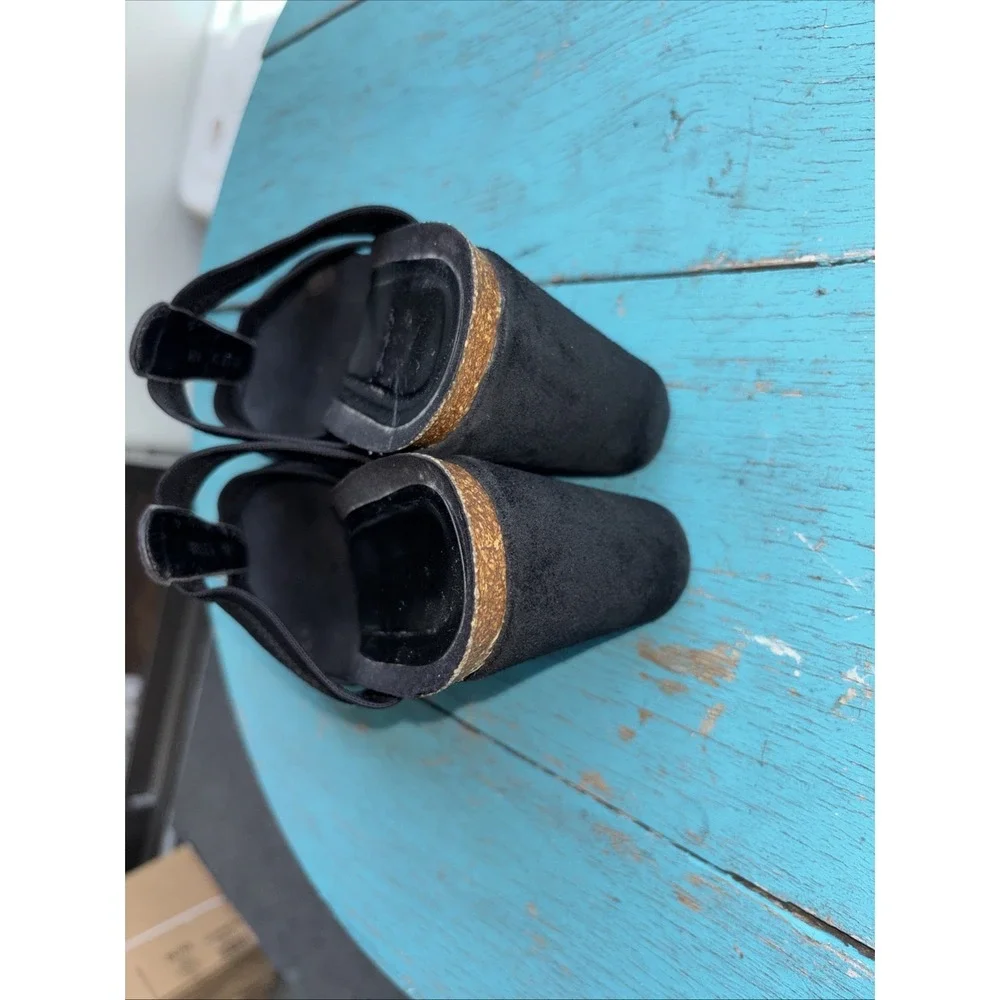 Donald J. Pliner Womens Belle S4 Slip On Black Suede Wedge Sandals 9.5 M